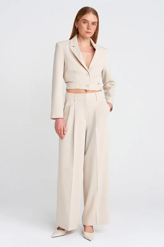 High-Waist Wide-Leg Crepe Trousers With Belt
