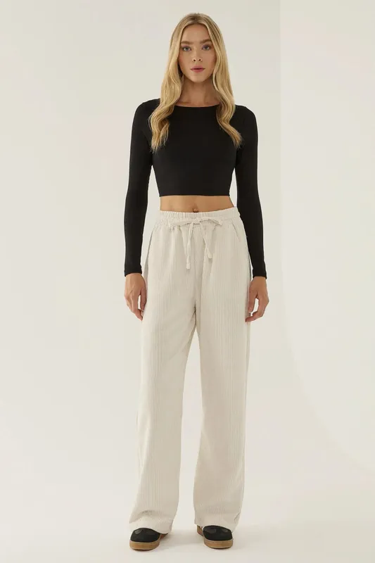 Velvet Elastic Waist Pants - Hiccup