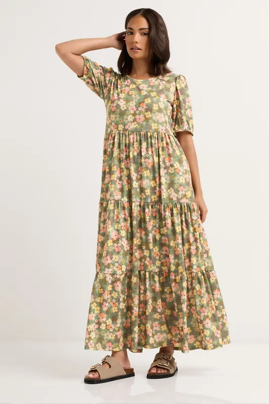 Petite Floral Tiered Maxi Dress - PixieGirl