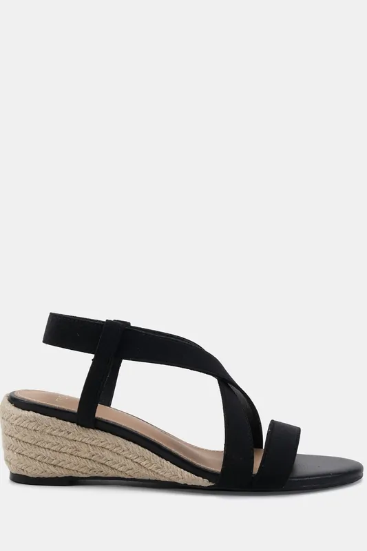 WIDE FIT BRODY Elastic Cross Front Low Wedge Sandal - Novo