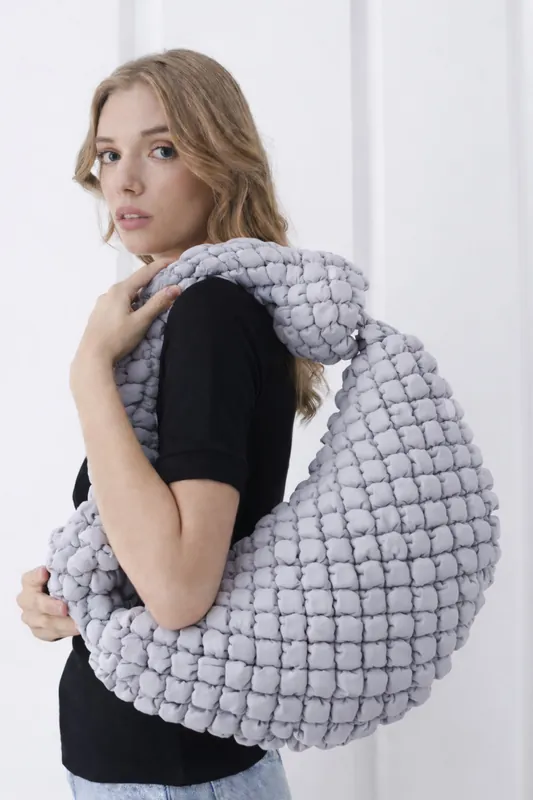 Puffy Quilted Lightweight Large Shoulder Bag - Belissh