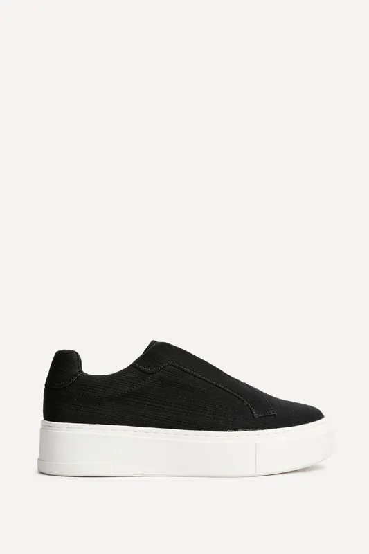 Henley Black Textured Platform Trainers - Linzi