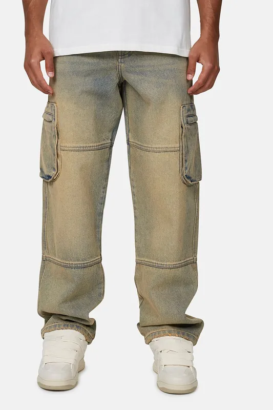 Baggy Washed Cargo Denim Jeans - Good For Nothing
