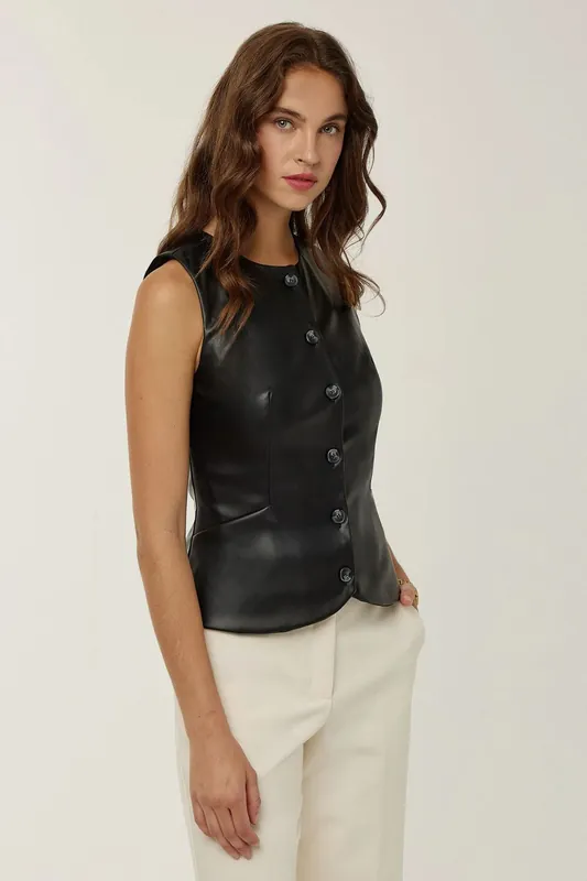 Faux Leather Waistcoat - Hiccup