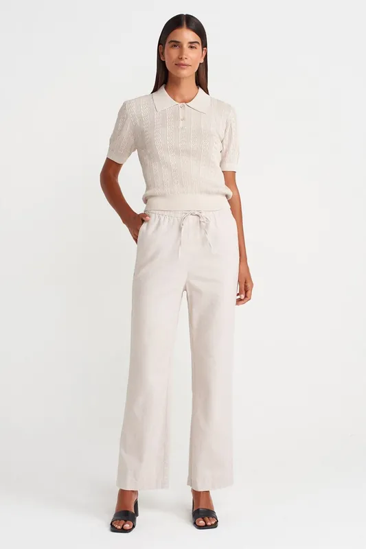 Wide-Leg Tencel Trousers With Drawstring Waist