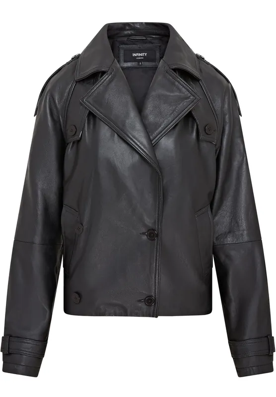 Cropped Oversized Trench Leather Jacket - Canberra