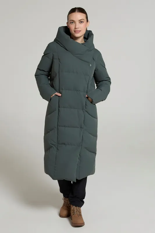 Extreme' Water Resistant Cosy Wrap Warm Down Filling Long Jacket - Mountain Warehouse