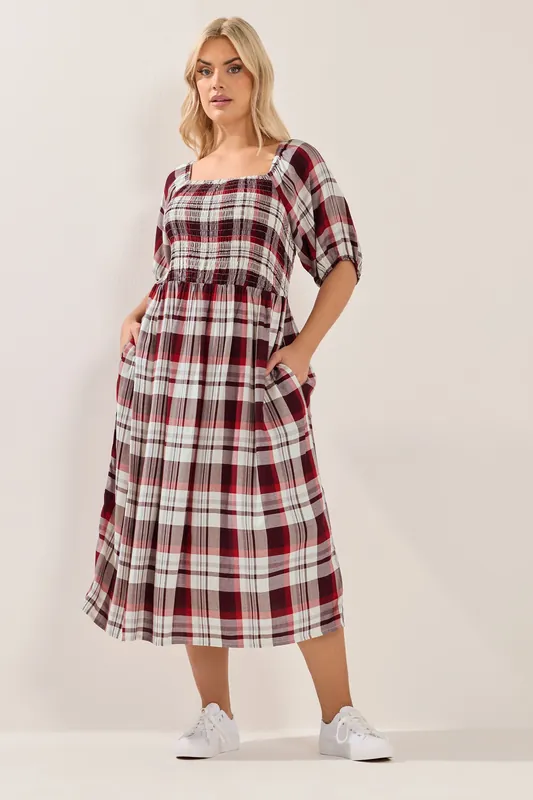Check Shirred Maxi Dress - Yours