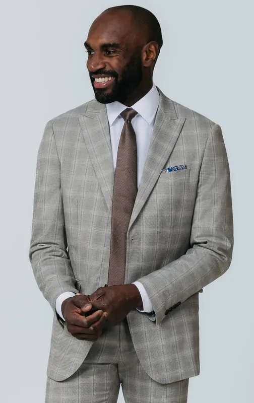 Taupe Check Suit Jacket - Dobell