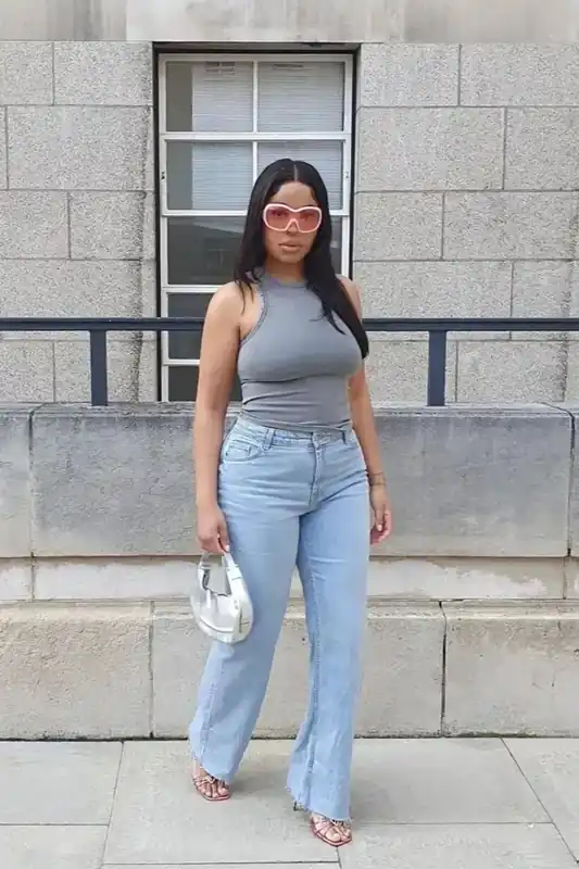 Mid Rise Wide Leg Jeans - Hiccup