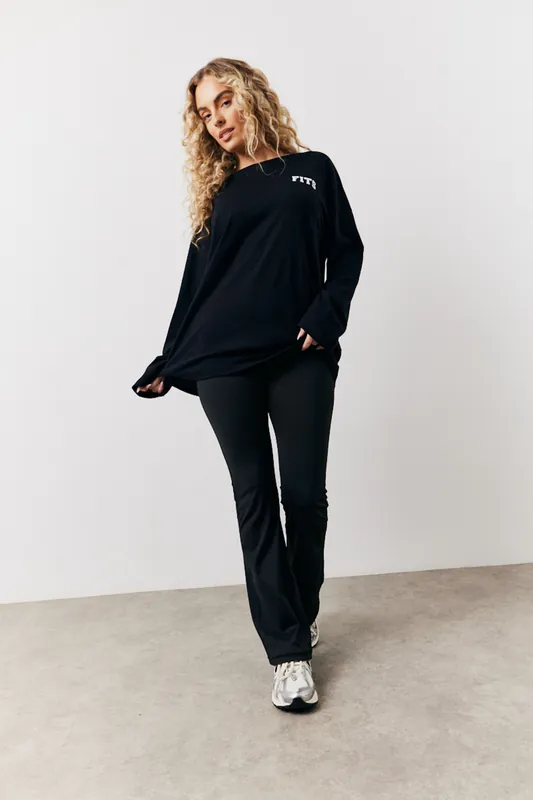 Black Flare Leg High Waisted Yoga Trousers - In The Style