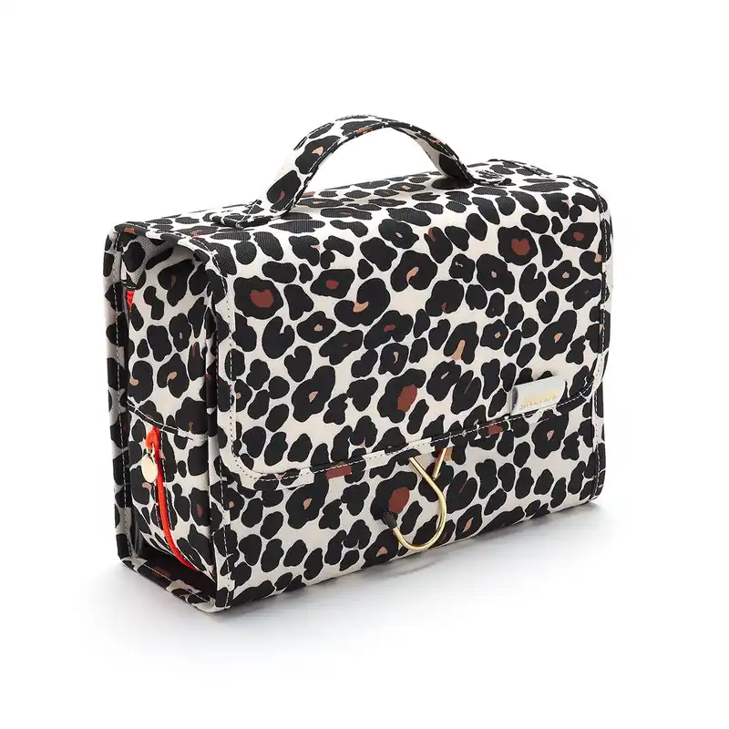 'Emma' 3 in 1 Hanging Wash Bag in Leopard Tan - Victoria Green