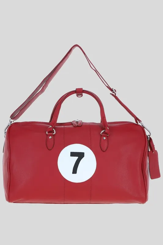 'No7' Real Leather Sports Holdall Bag with Shoulder Strap - Ashwood Leather