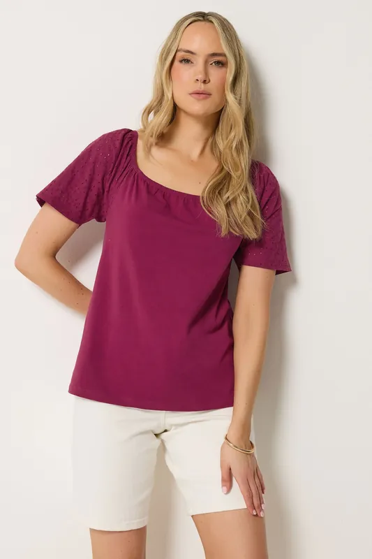 Tall Embroidered Sleeve Top - Long Tall Sally