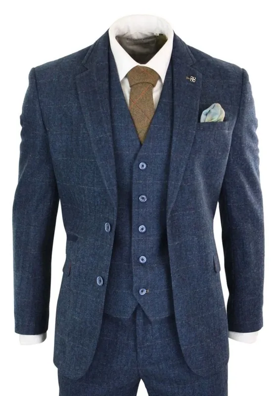 3 Piece Tweed Herringbone Vintage Classic Suit - Infinity Leather