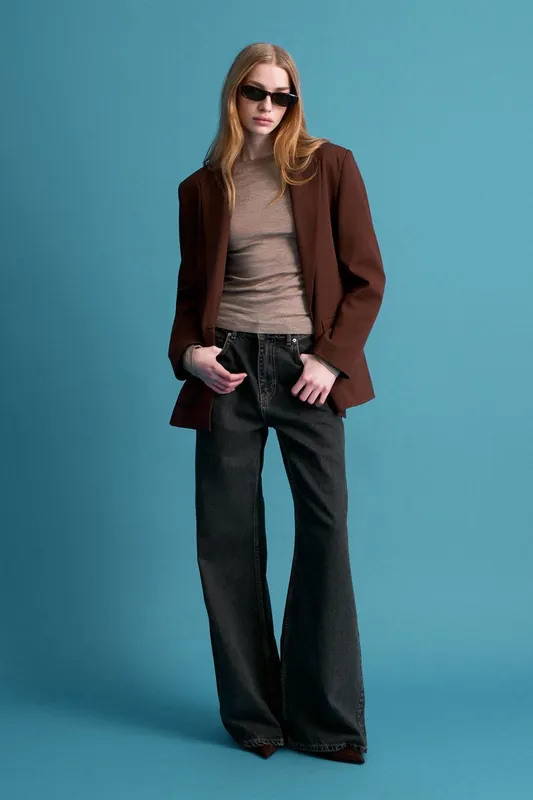 Oversized Long Crepe Blazer Jacket - Dilvin