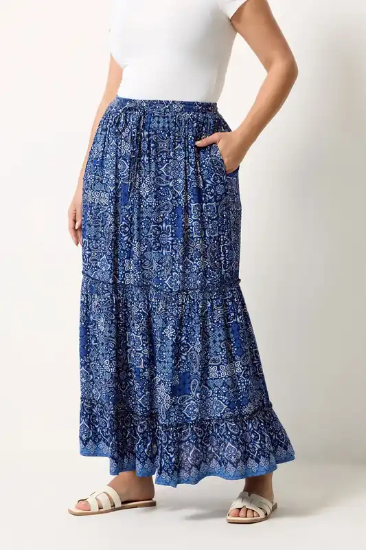 Paisley Tiered Skirt - Yours