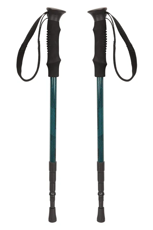 2 Pack Telescopic Adjustable Length Lightweight Compact Walking Pole - Mountain Warehouse