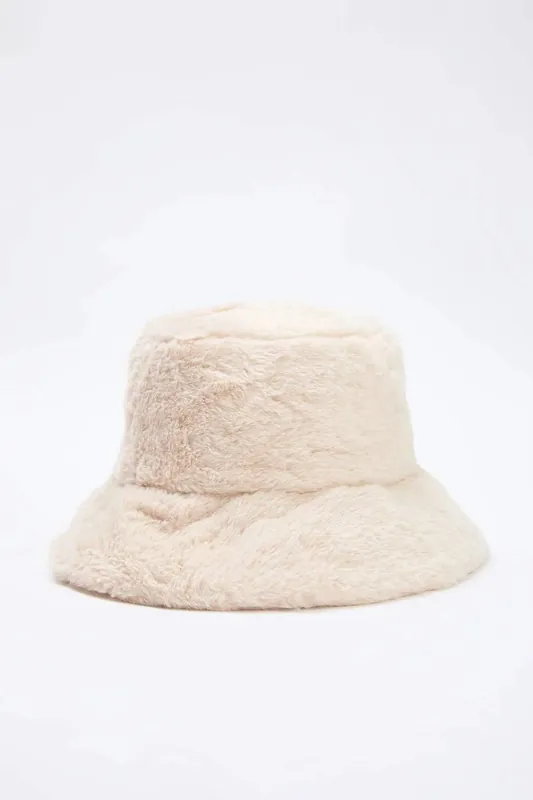 Women's Plush Faux Fur Bucket Hat - WOVCOR