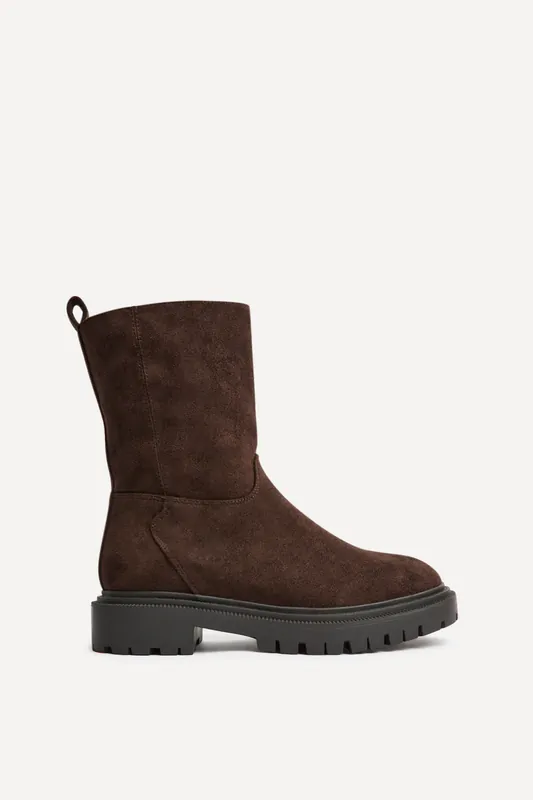 Bentley Brown Chunky Ankle Boots - Linzi