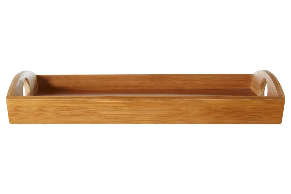 Bamboo Serving Tray With Handles, Practical Design Bamboo Serving Tray, Easy Grip Tray - Orsina