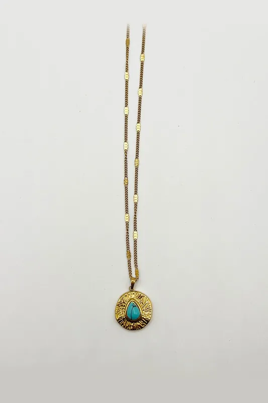 Turquoise Stone Pendant Necklace - SVNX