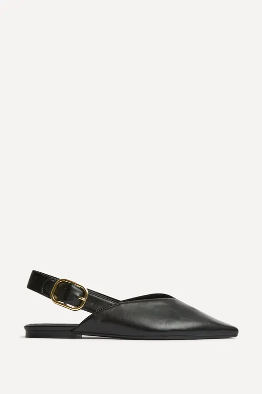 Lorna Black Faux Leather Ballet Flats - Linzi
