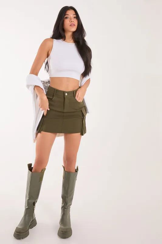 Oversized Pocket Cargo Mini Skirt - Pink Vanilla