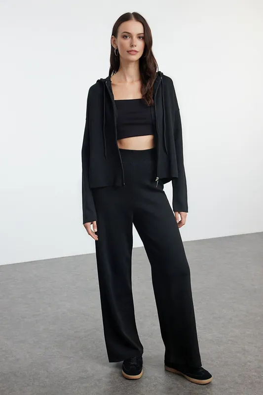 2-Piece Hooded Knit Top & Pants Set