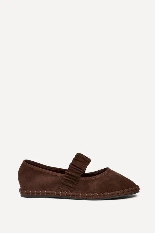 Lorella Brown Faux Suede Mary Jane Pumps - Linzi