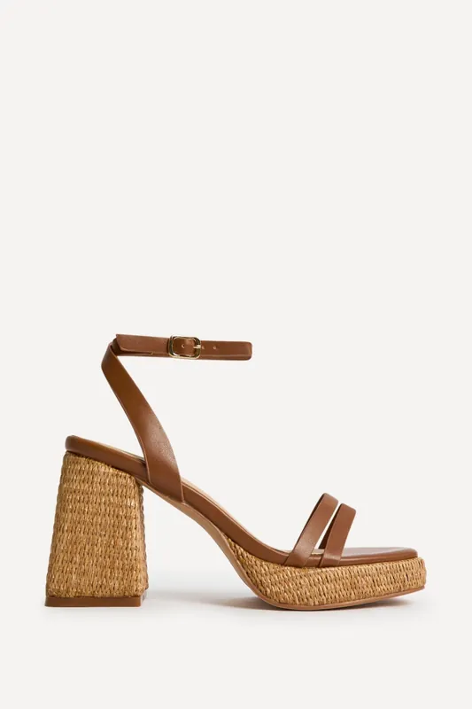 Ayla Tan Platform Heeled Sandals - Linzi