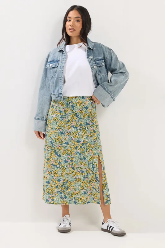 Petite Ditsy Floral Midi Skirt - PixieGirl