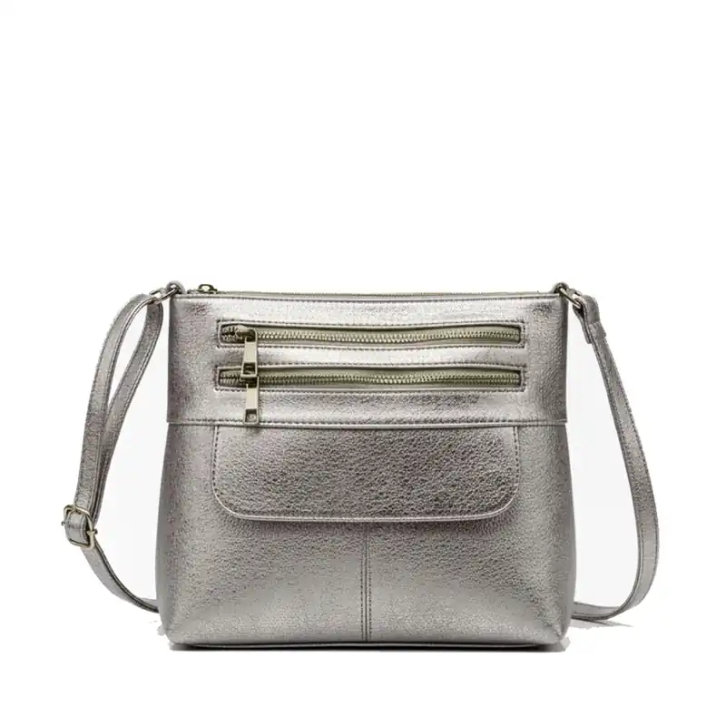 Multi Zipper Compartments Crossbody Shoulder Bag - Kitise