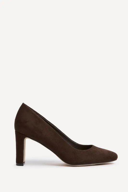 Agenda Brown Faux Suede Modern Style Court Heel - Linzi