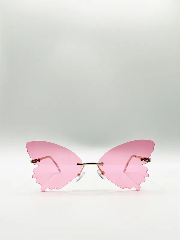Frameless Pink Butterfly Sunglasses - SVNX