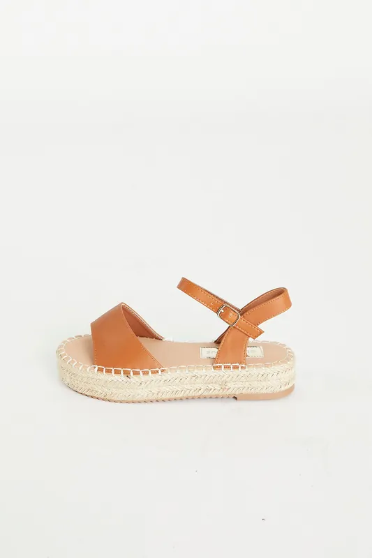 Chunky Espadrille Flat Form Sandals - Shnoo