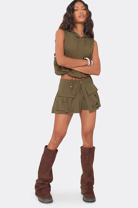 Oversized Pocket Detail Mid Rise Mini Skort - EGO