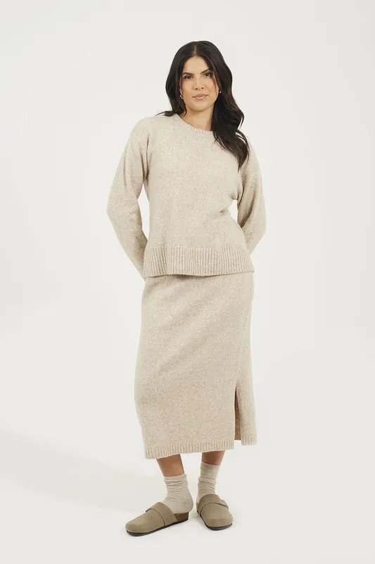 Knitted Jumper and Midi Skirt Set - Brave Soul
