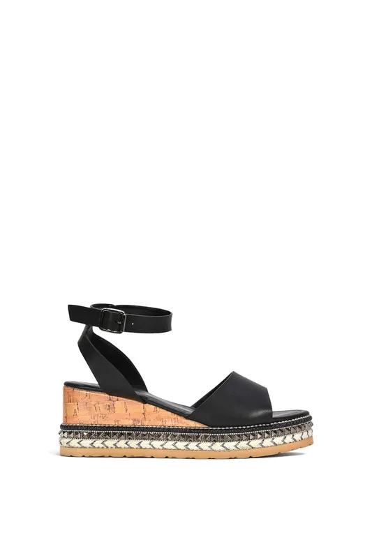 Valette' Platform Chunky Wedge Heel Flatform Sandals With Ankle Strap - XY London
