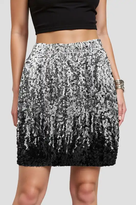 Sexy Shiny High-Waisted Sequin Mini Skirt