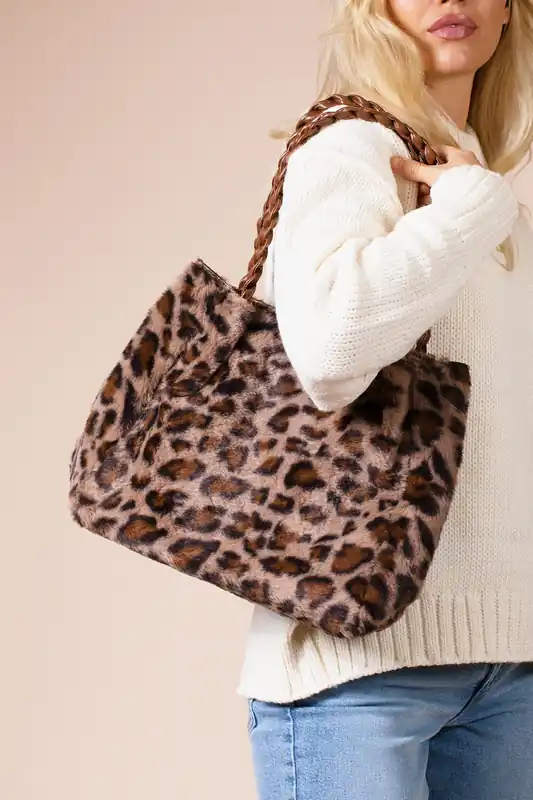 Leopard Faux Fur Tote - SVNX