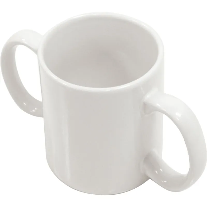 Dual Handled Ceramic Mug - Dishwasher and Microwave Safe - Drinking Aid