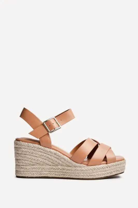 Sheena Tan Crossover Espadrille Wedges - Linzi