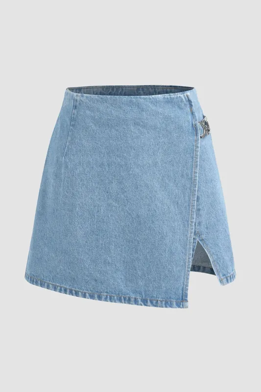 High Waist Denim Skorts - Hiccup