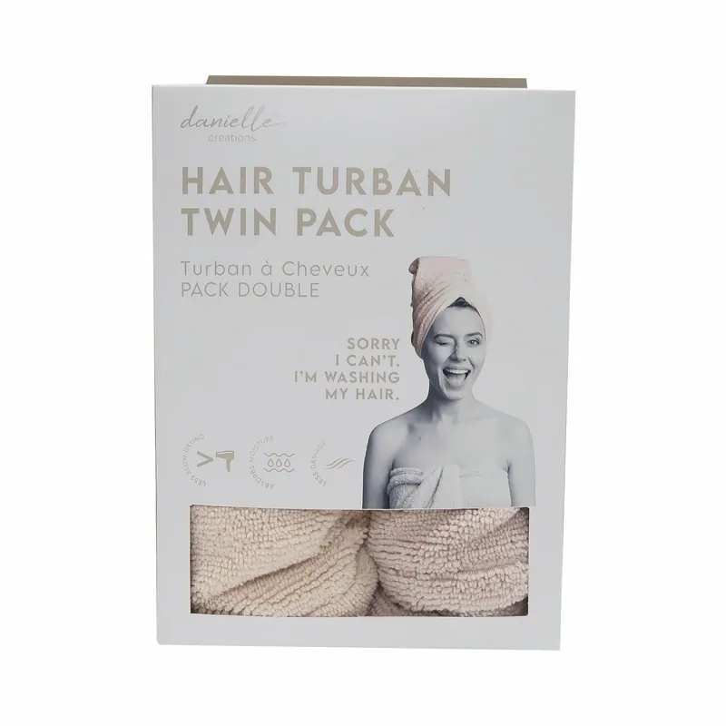 Hair Turban Twin Pack Mink & Grey - Danielle Creations