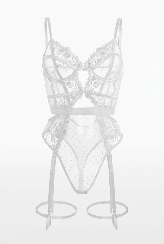 Evangeline Lace Garter Bodysuit - Little Nooks