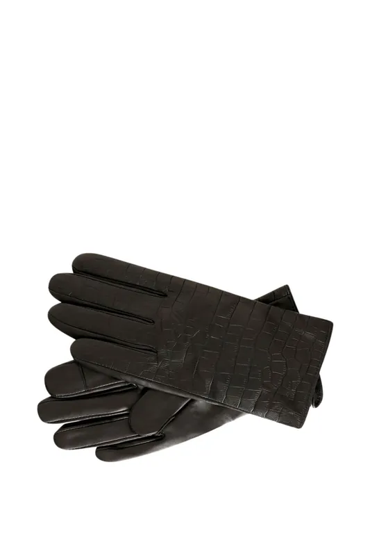 Crocodile Patterned Leather Gloves - Barneys Originals