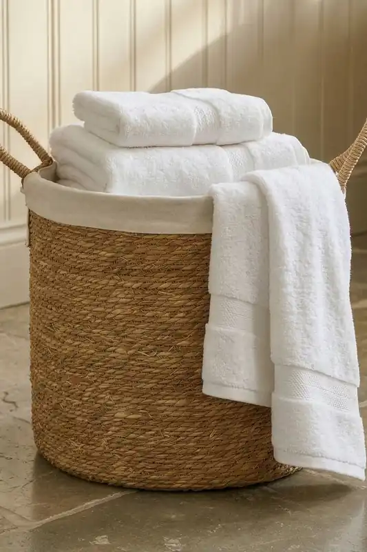Natural Woven Seagrass Medium Indoor Storage Basket with Cotton Lining - Dibor