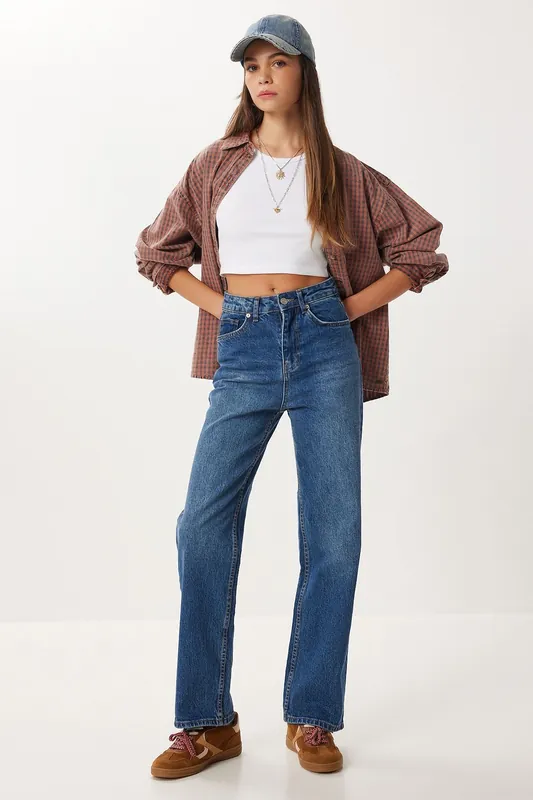 High Waist Straight Leg Denim Jeans - Happiness Istanbul