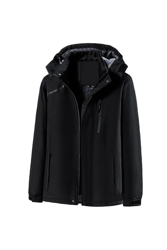 Winter Warm Fleece Jacket Windproof Coats with Detachable Hood - MODISHION